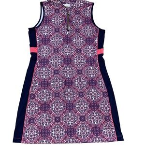 Large Tail Floral Printed Sleeveless Tennis Pickleball Women's Golf Dress Zip